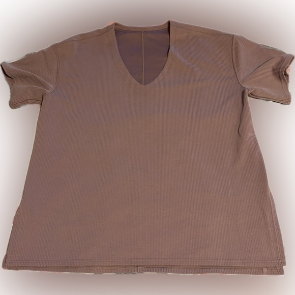 Lululemon Athletica Ribbed V-Neck Tunic Top Mauve Pink Size 12 - Picture 1 of 6